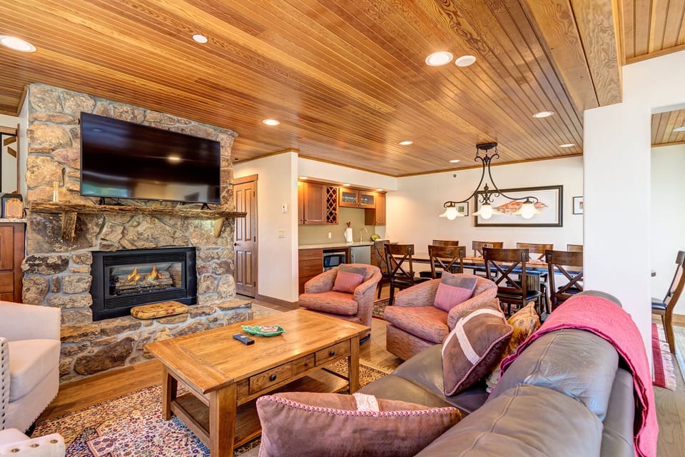 Cozy living room with gas fire & TV