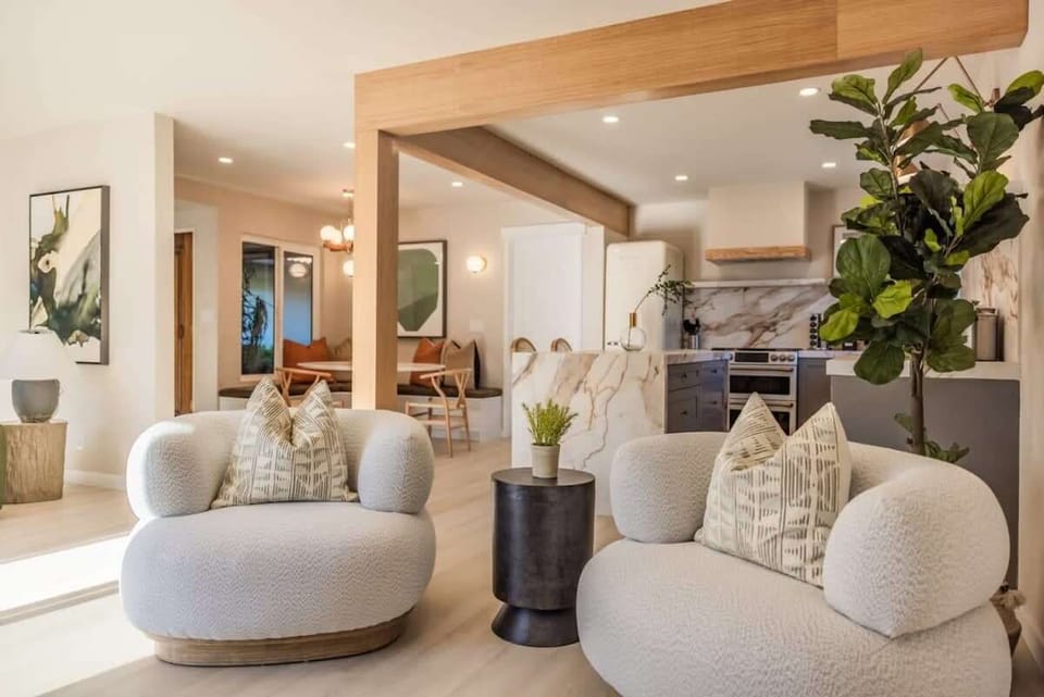 Modern couch with a cozy feel