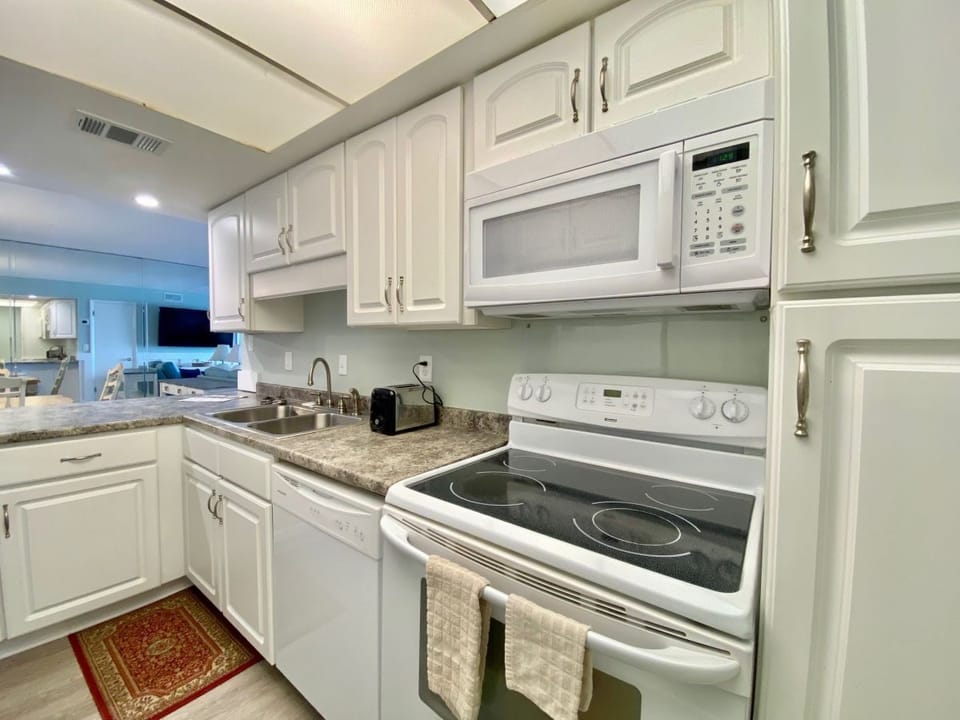 Fully stocked kitchen.