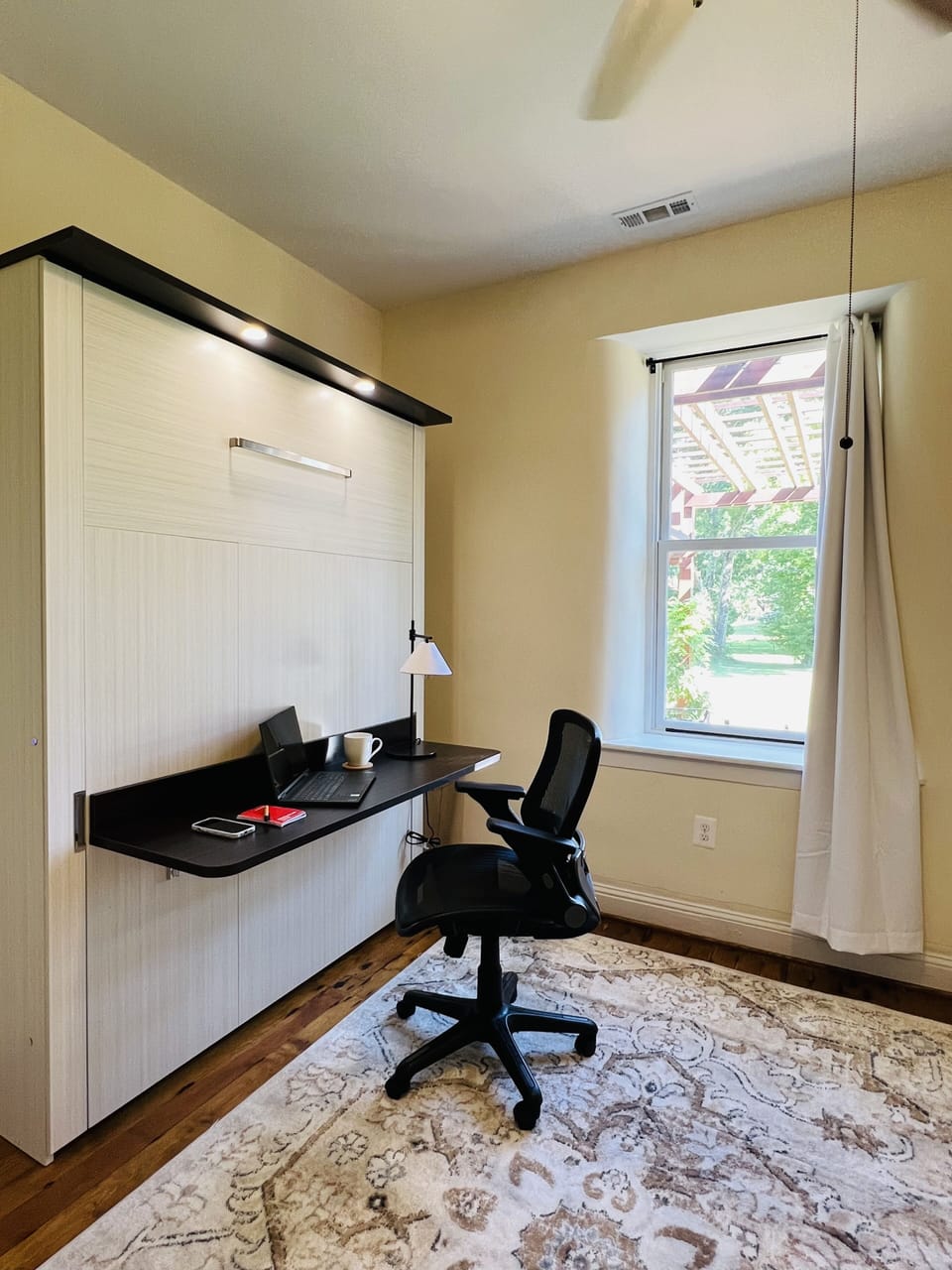 By day, designated and functional office space.