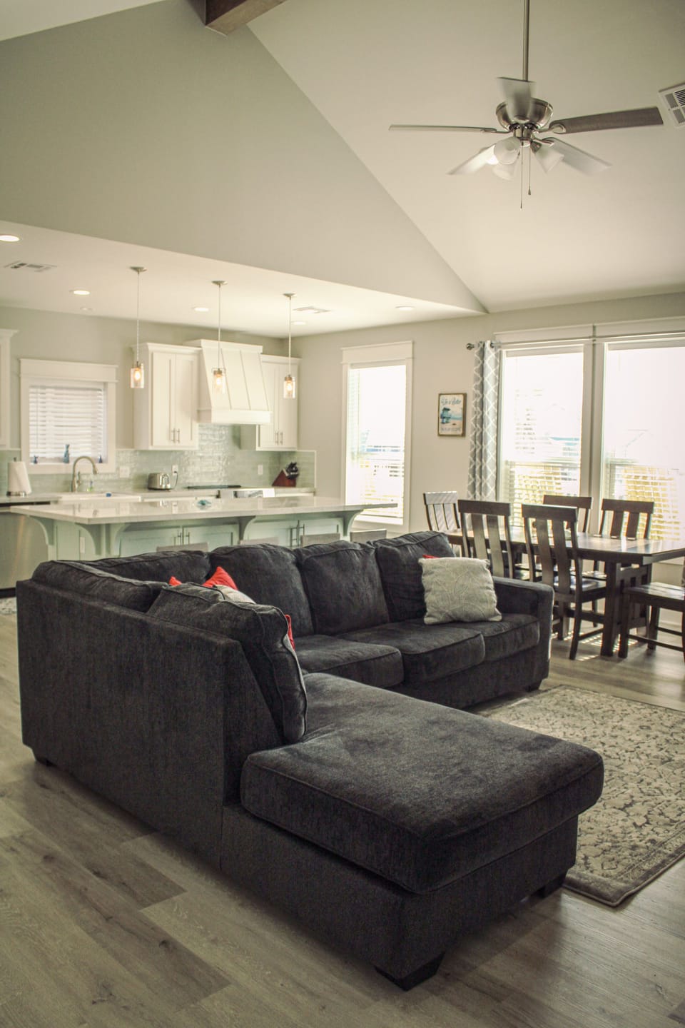 Great room with 6 seat dining table