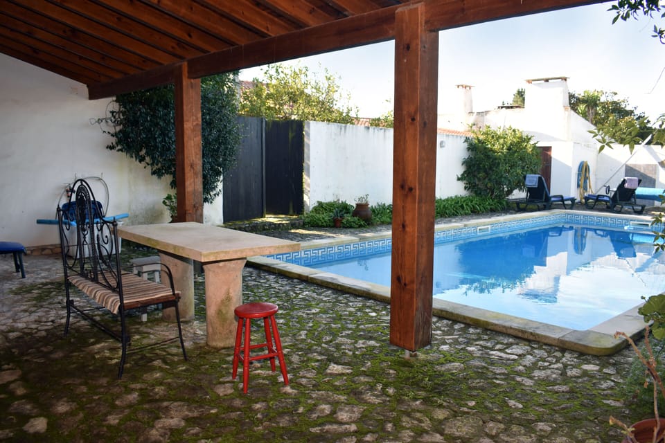 Walled in swimming pool