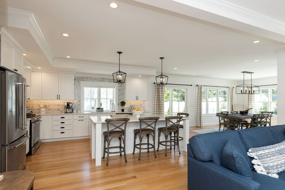 Kitchen and island