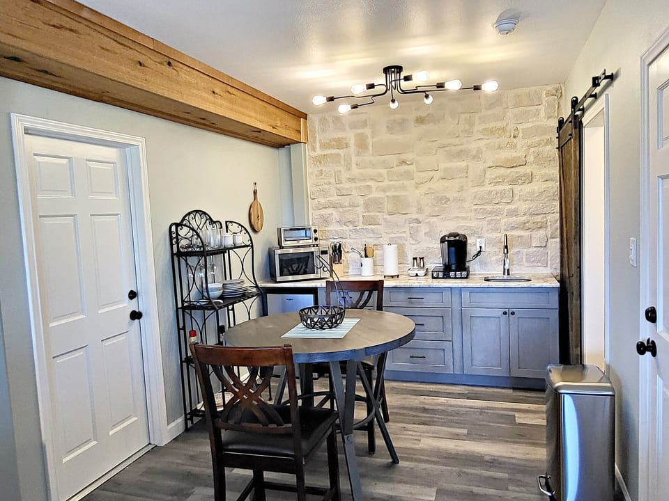 Kitchenette w/ Keurig, fridge, toaster oven and the essentials.