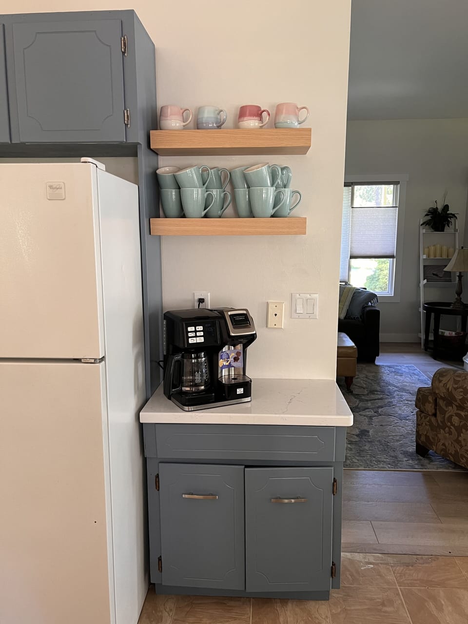 coffee bar in kitchen.