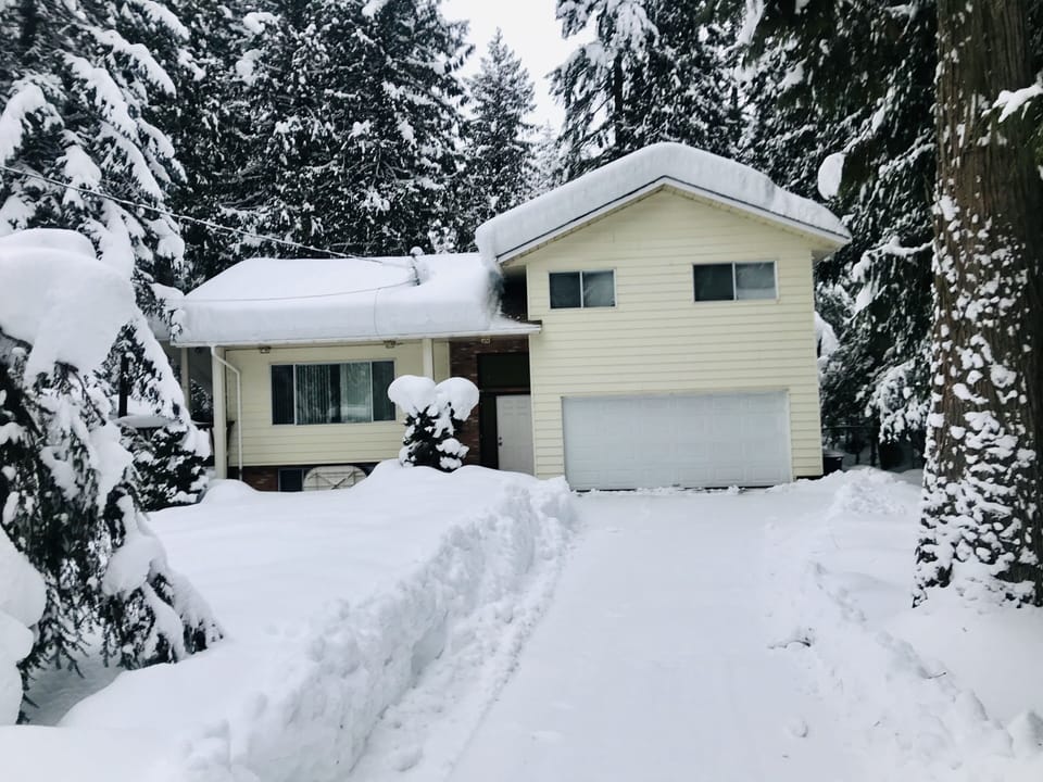 Winter wonderland here in Swansea Point near Sicamous. Skiers and sledders dream