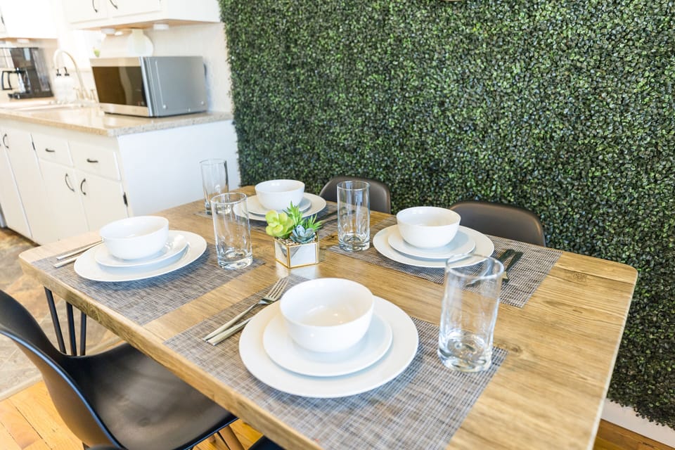 Indulge in gourmet home-cooked meals, and laughter in this beautiful dining room