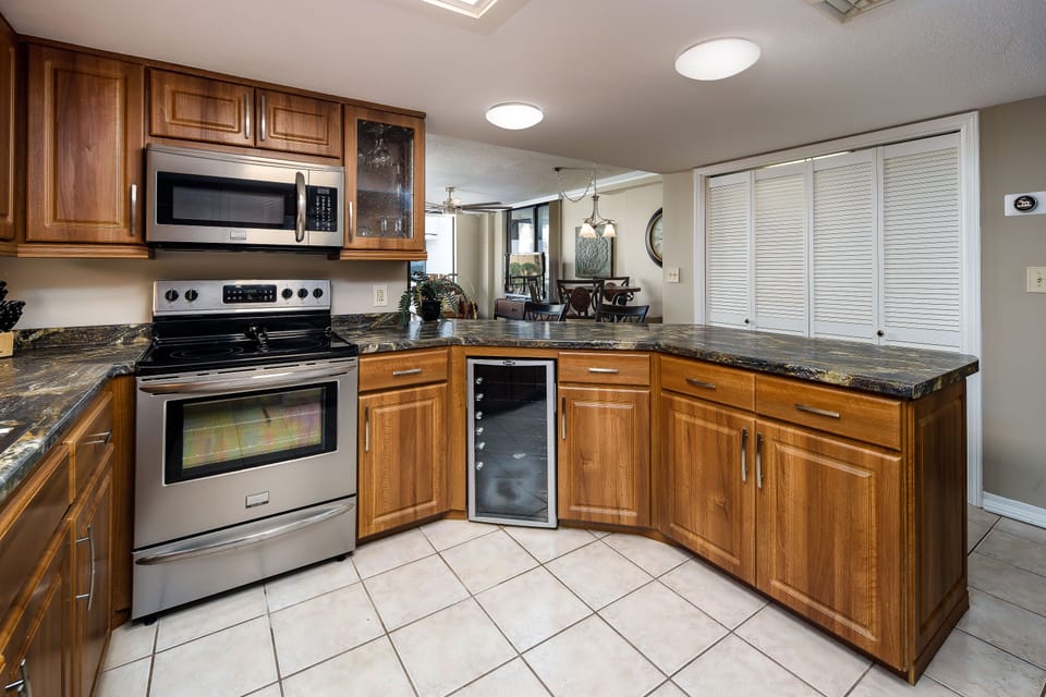 Kitchen with wine chiller