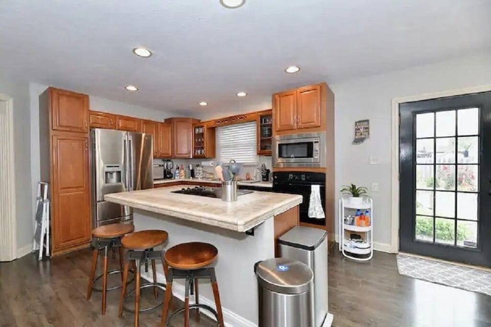 Stainless steel appliances.