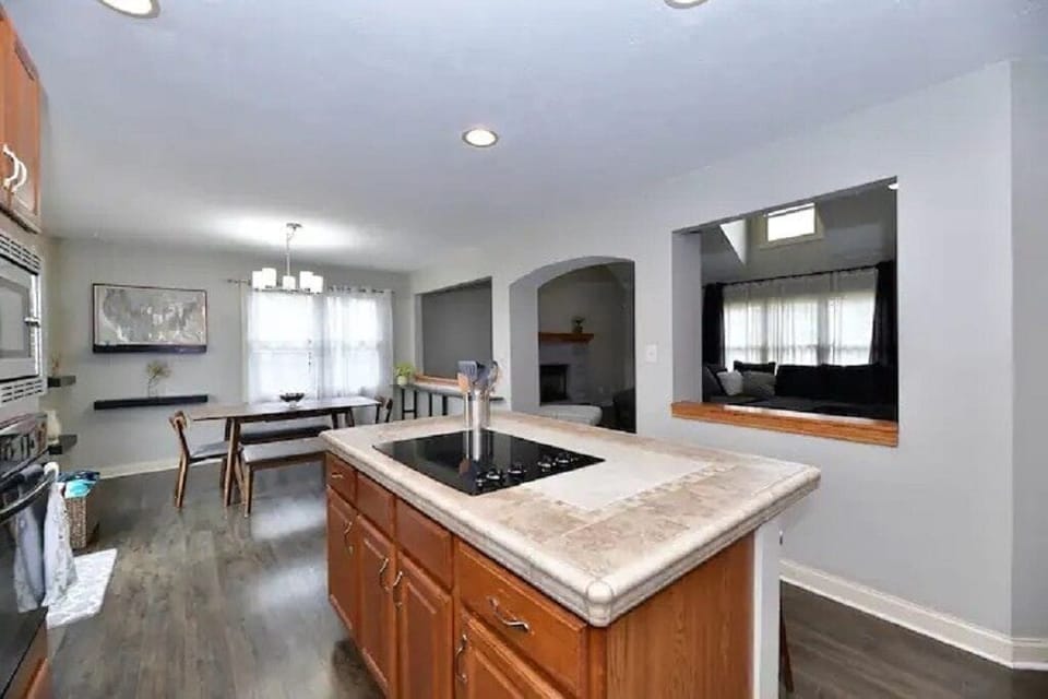 Spacious kitchen with expandable dining room table