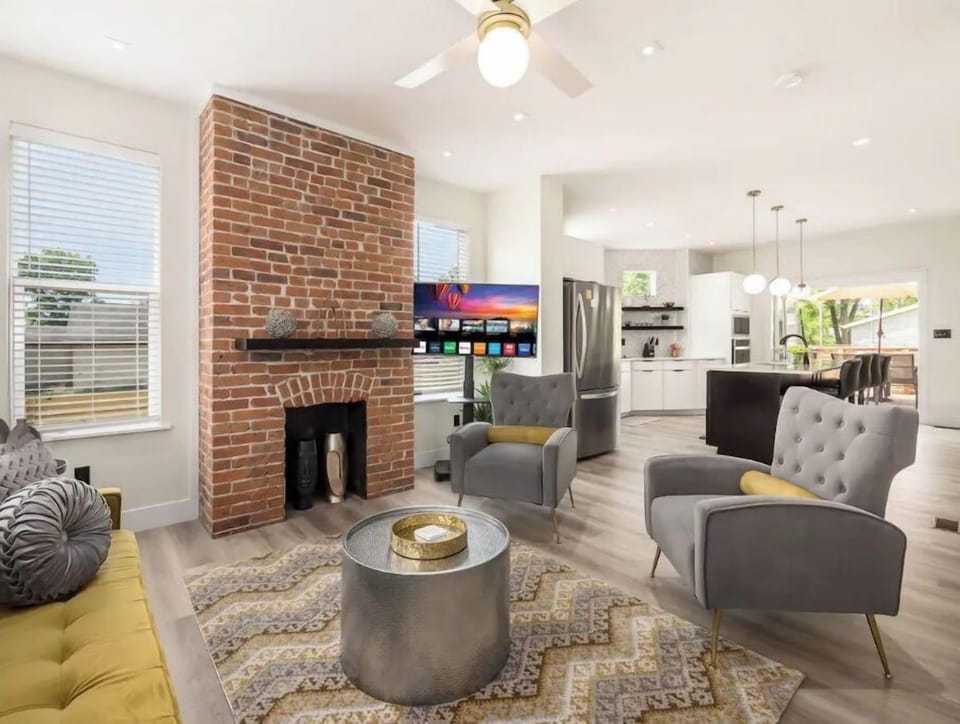 Roku TV on wheels! Enjoy from the Living Room, Kitchen Island, and Dining Room