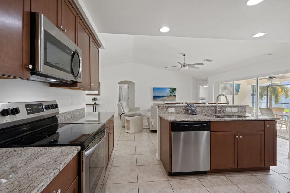 Kitchen with stainless steel appliances