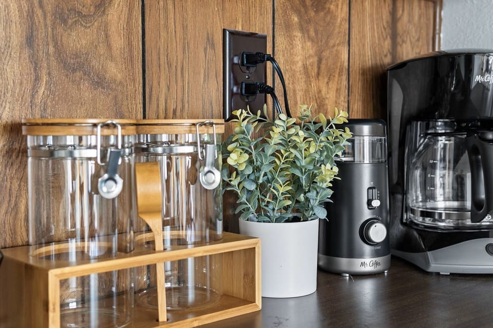 Stylish coffee maker ready to brew your favorite cup, adding convenience and flavor to your morning routine.