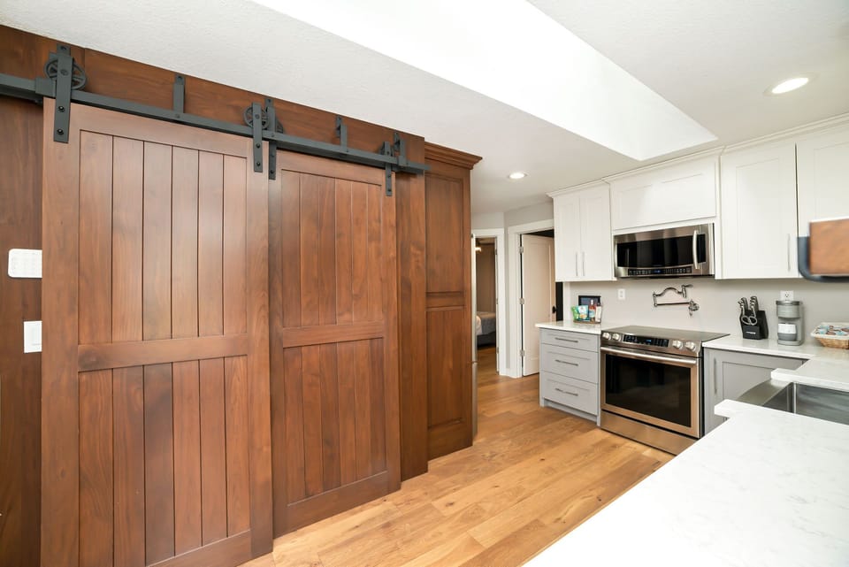 Beautiful barn door as you enter the house