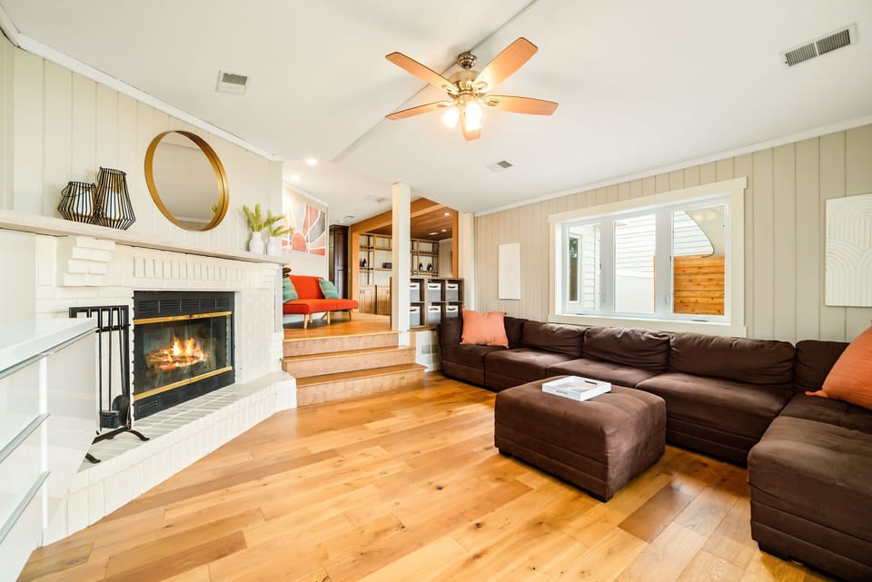 Wood burning fireplace available to use