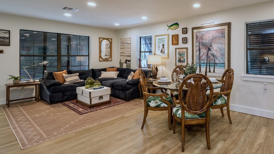 Open floor plan creates a spacious feel...