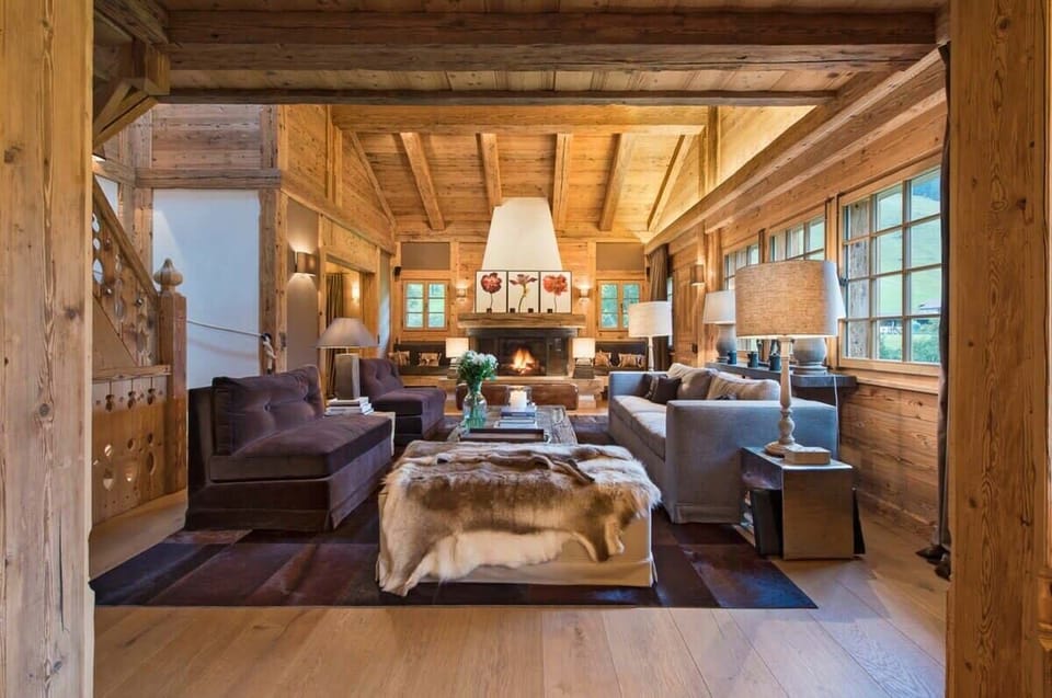 the cozy living room in front of the warm fire place 