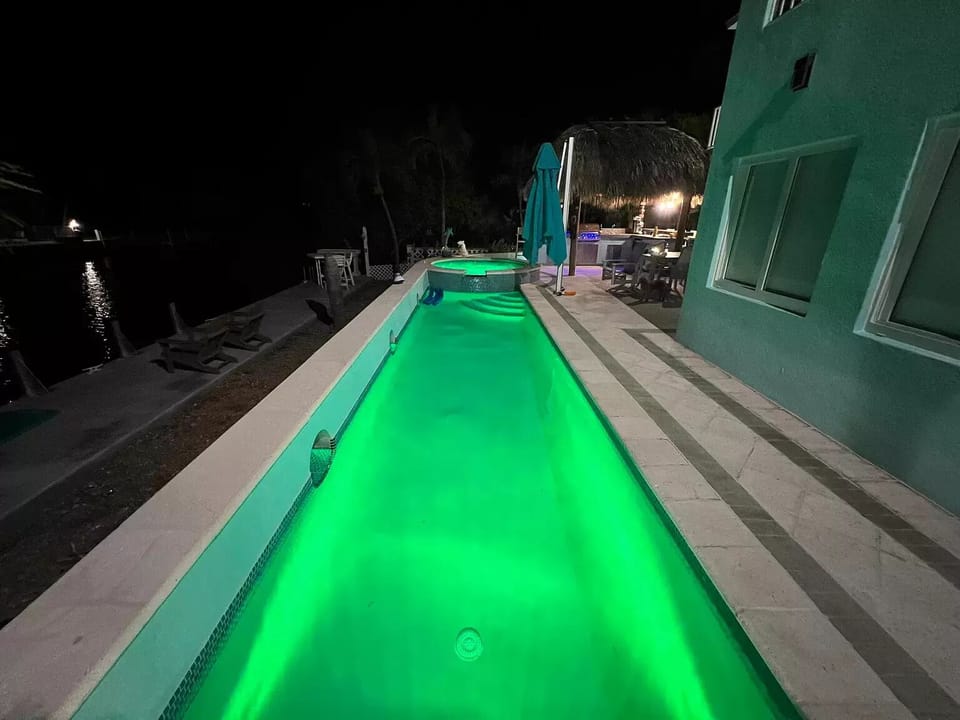 Pool at night wild light shows