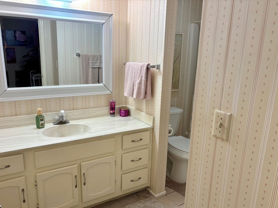 Primary bathroom with tub/shower combo