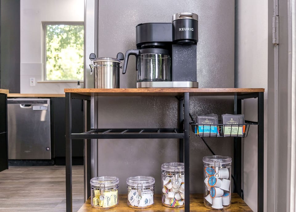 Need a fresh cup? We have you covered with our coffee/tea bar!