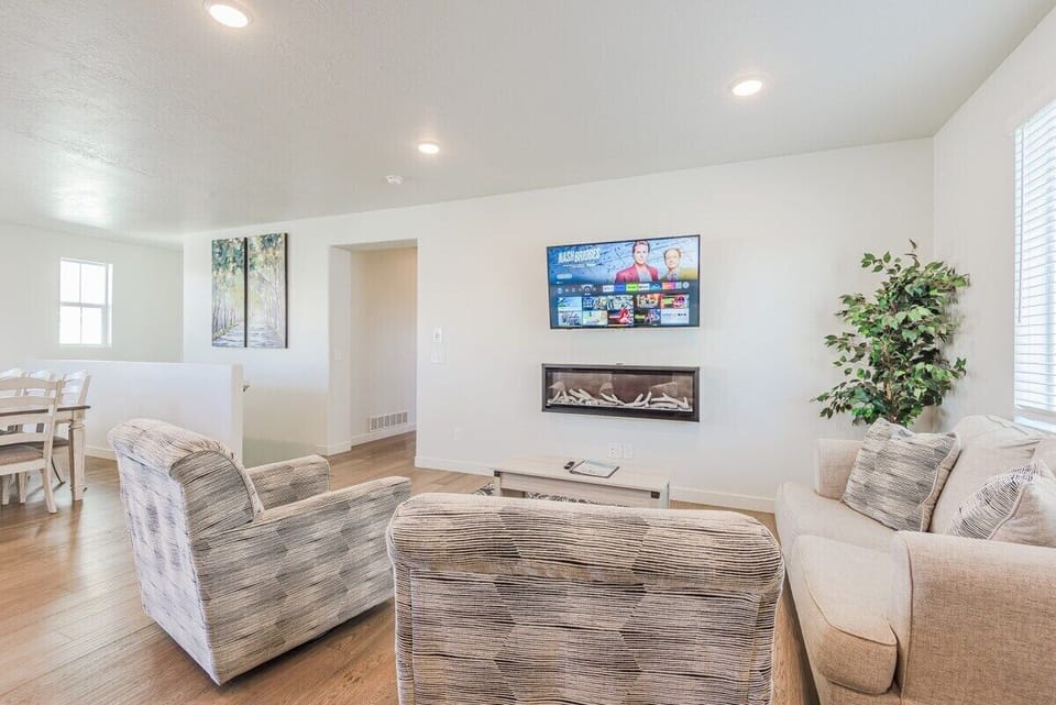 Our modern living room with a touch of comfort.