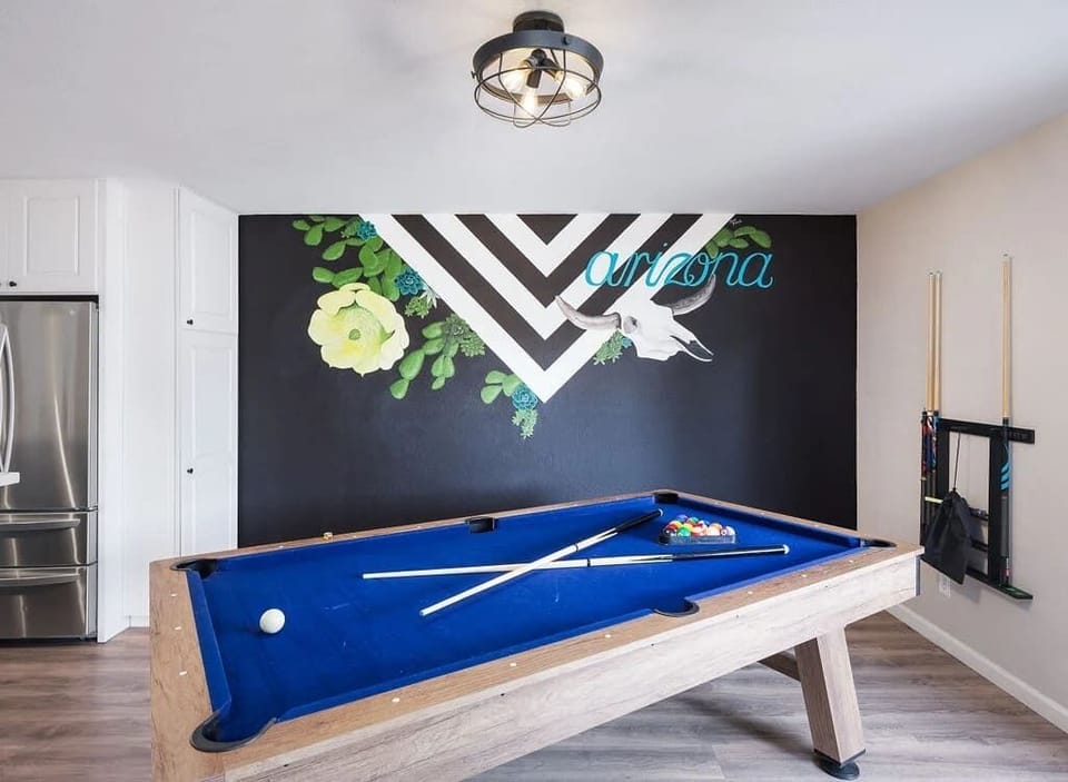 Pool table in living room