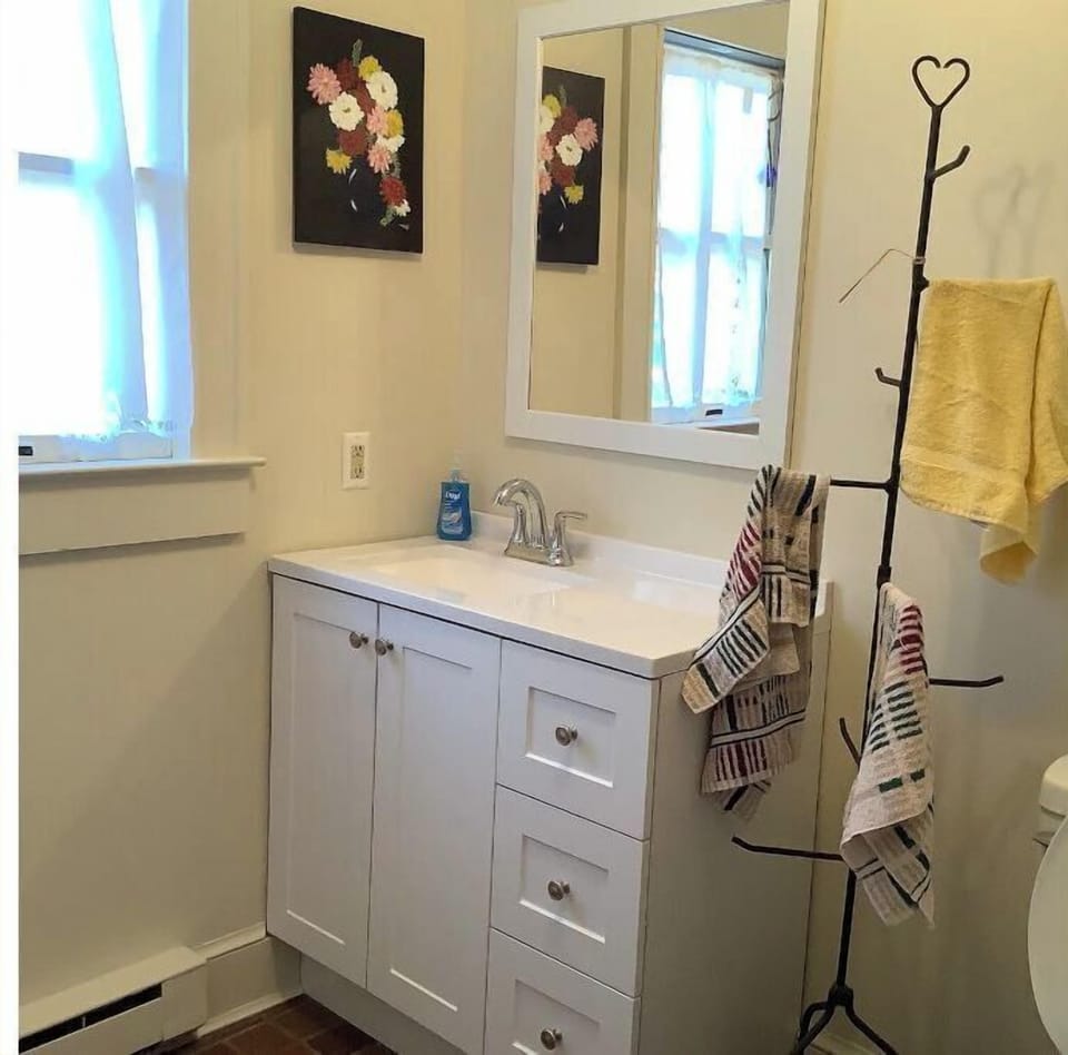 Downstairs bathroom with shower 