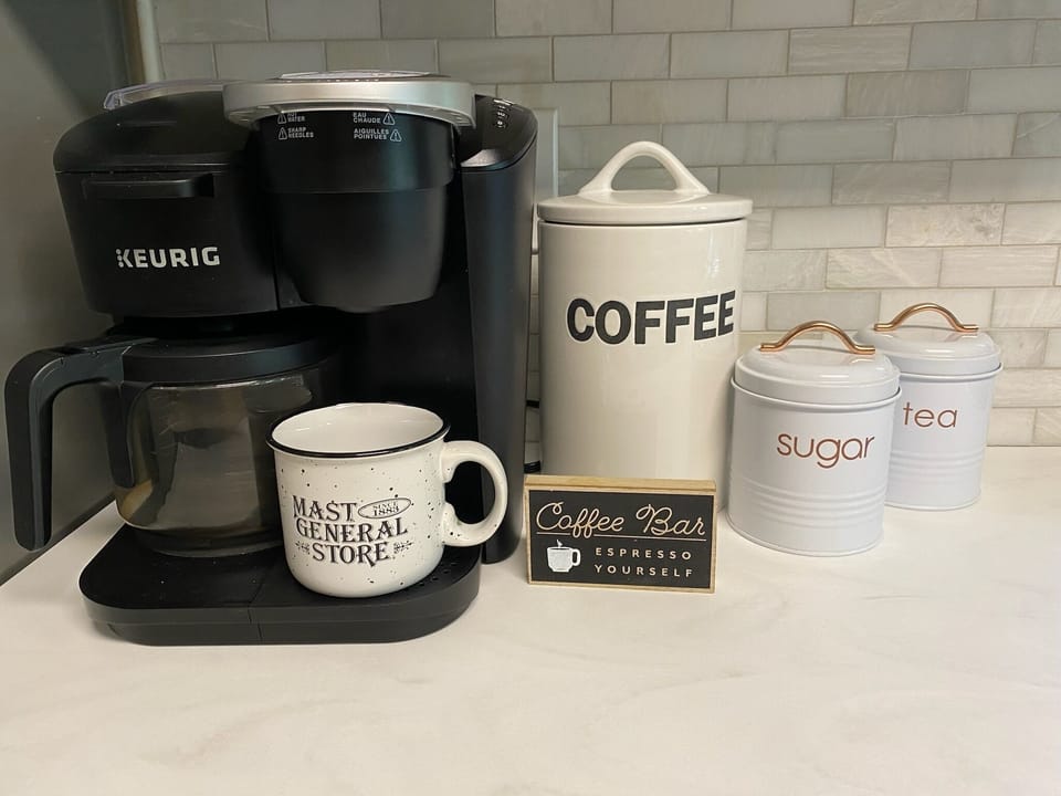 Keurig and drip coffee pot combo with all the supplies 