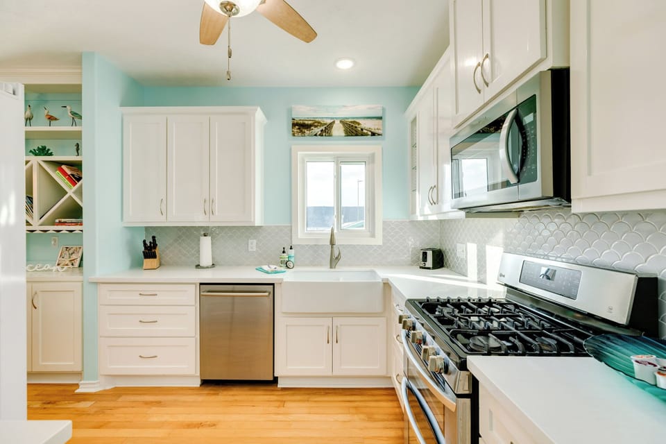 beautiful kitchen that is sparkling clean