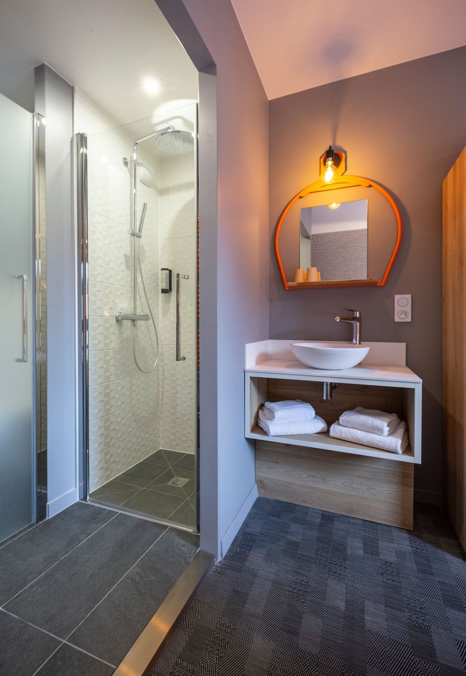 Get ready for your day in the bathroom.