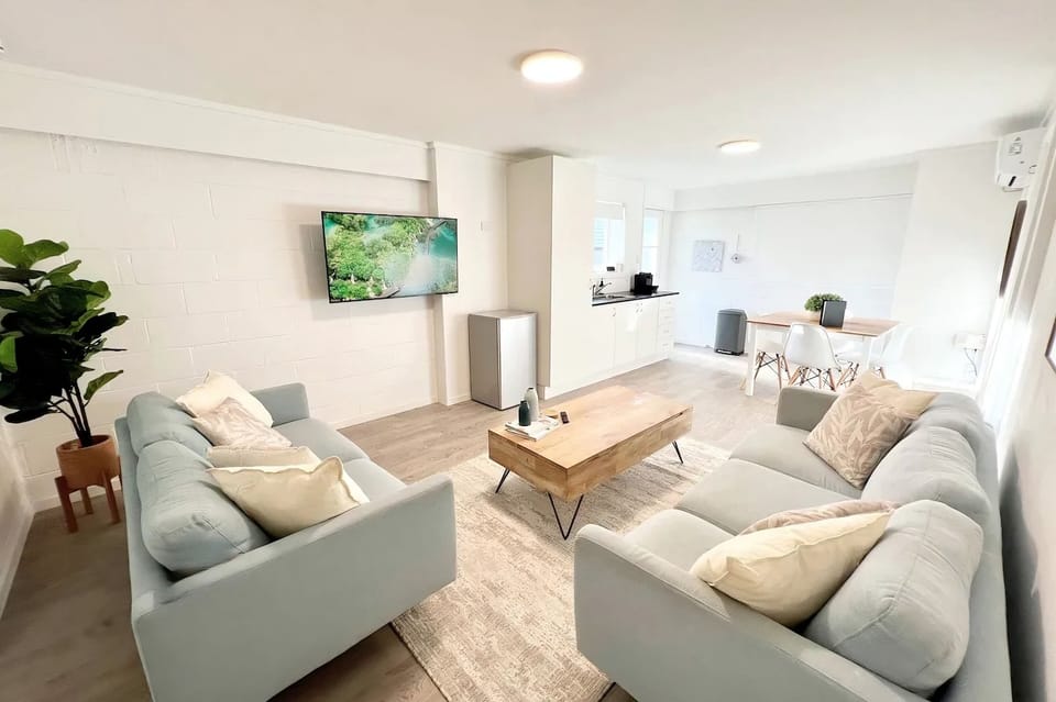 TV room with fold up coffee table with games