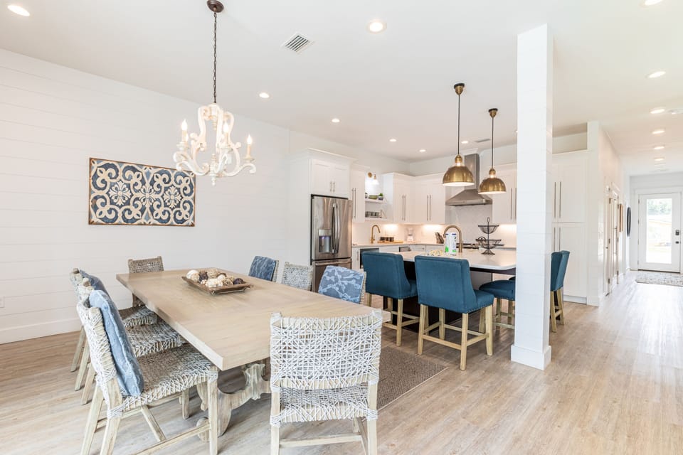 Dining and kitchen.
