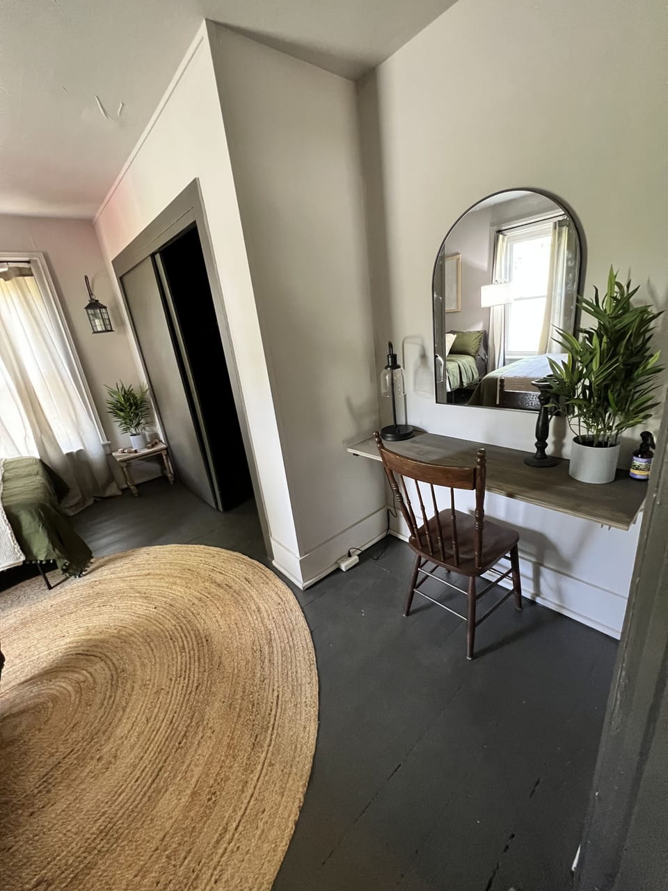 Small vanity/desk area in first bedroom 