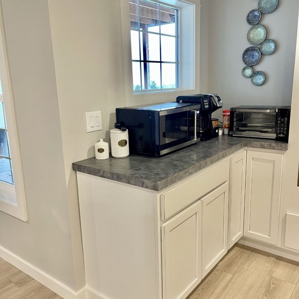 Microwave, toaster oven and coffee pot