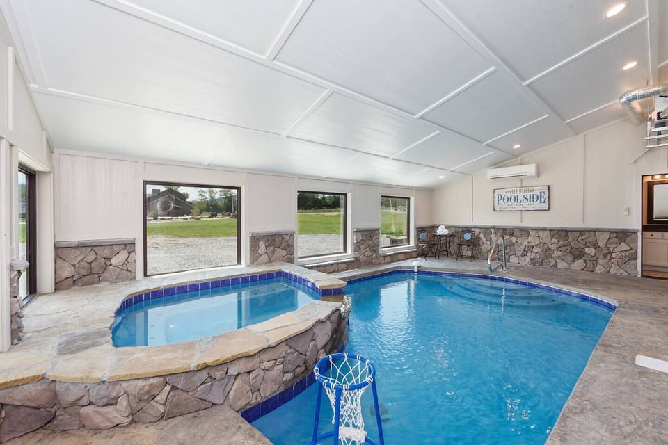Refreshing, indoor heated pool with a relaxing spa