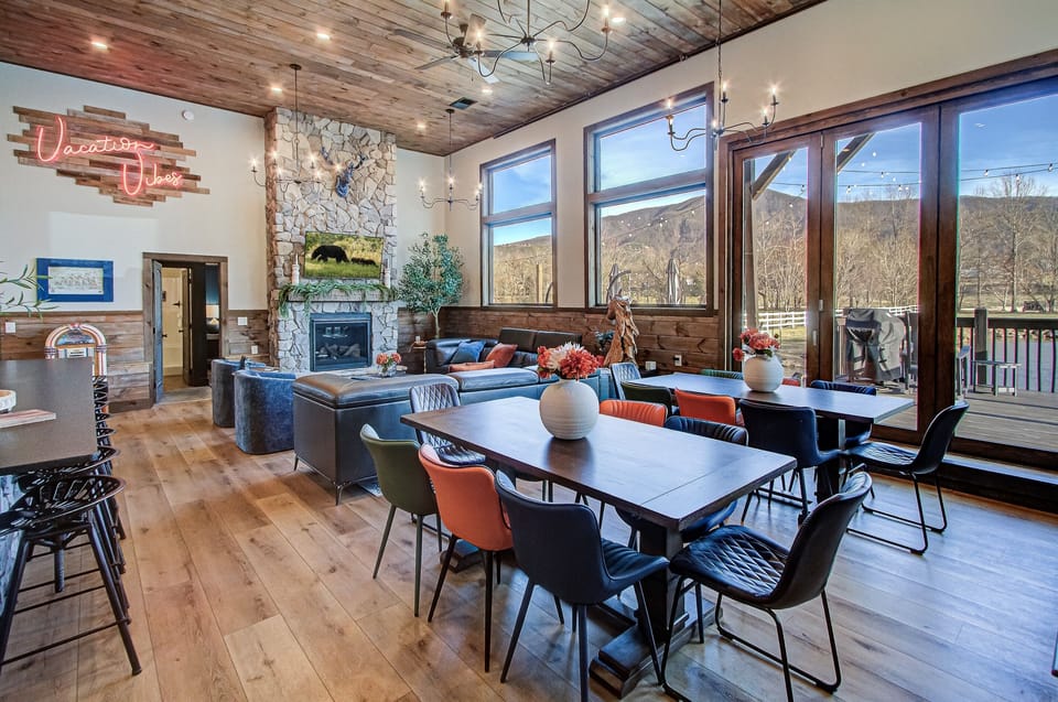 Stylishly designed open concept living room and kitchen; unwind and relax!