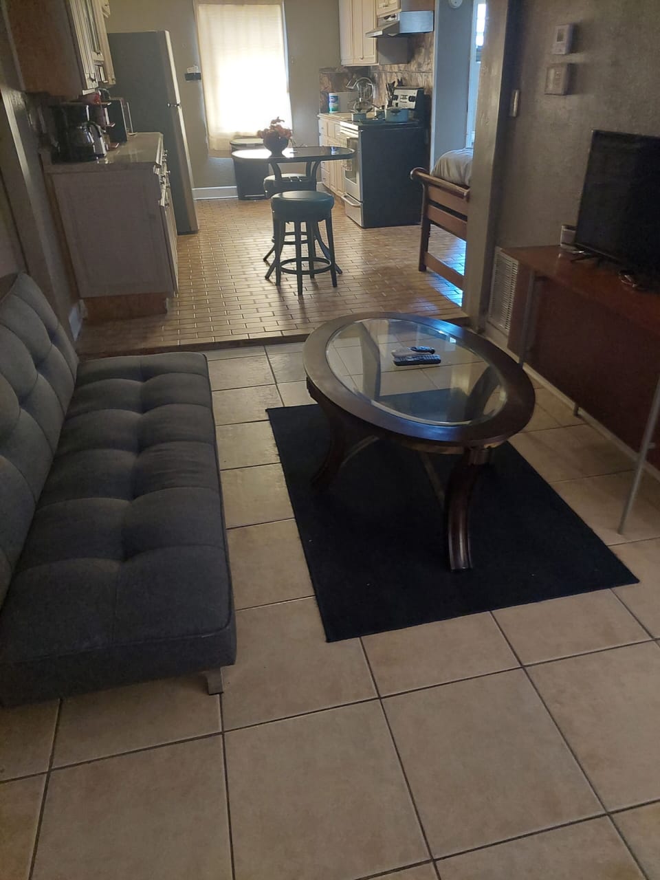 Living space and kitchen
