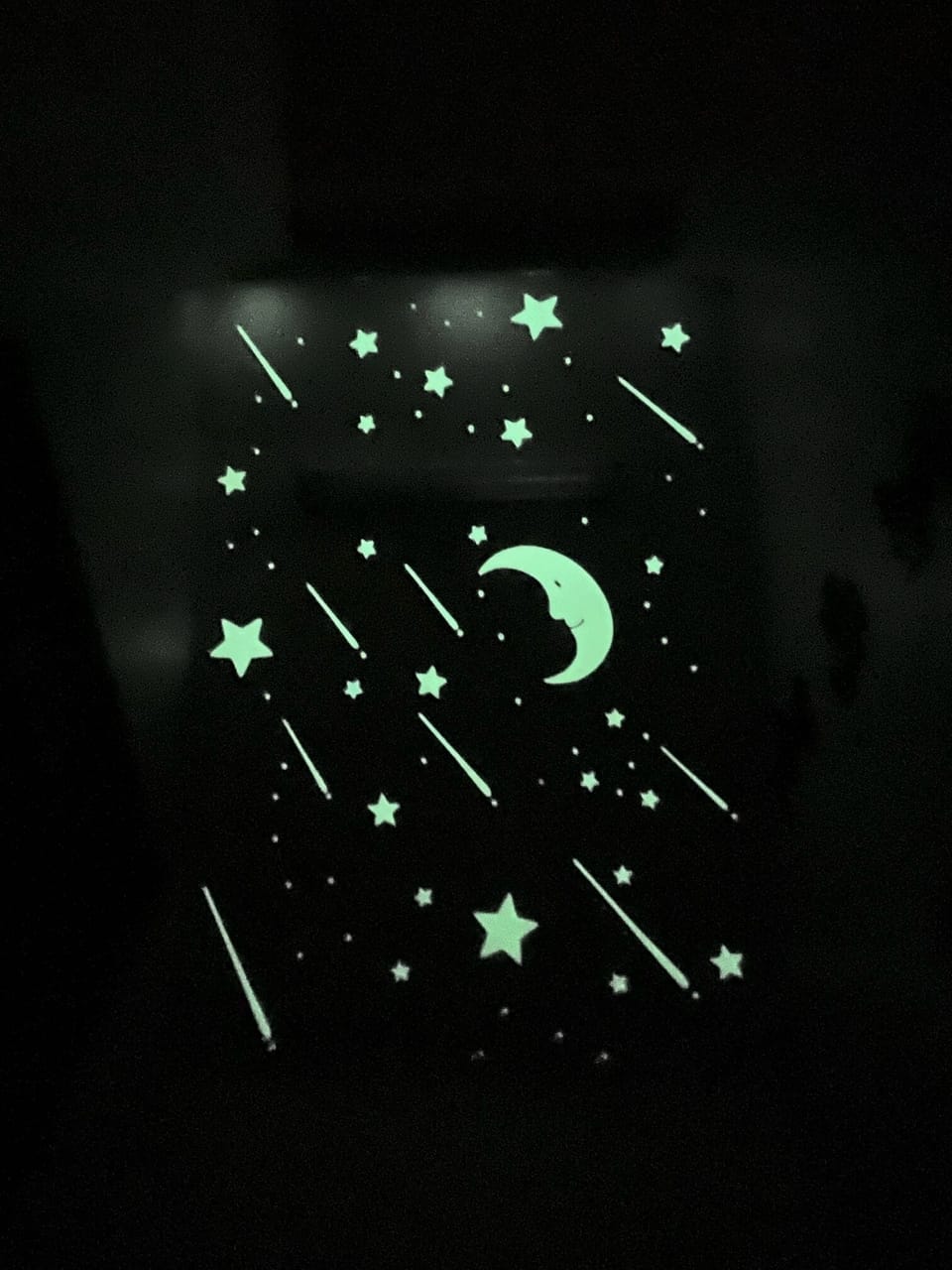 Glow in the dark ceiling stickers for a starry night in the cubby's den