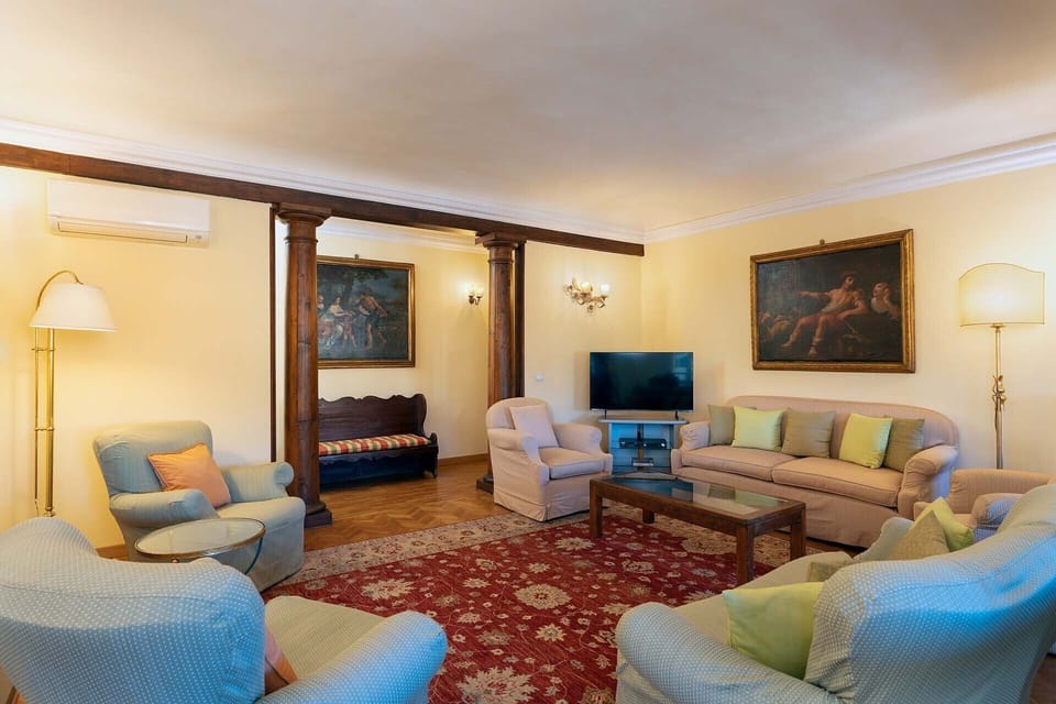 The large living room is great for a large family or group of friends.