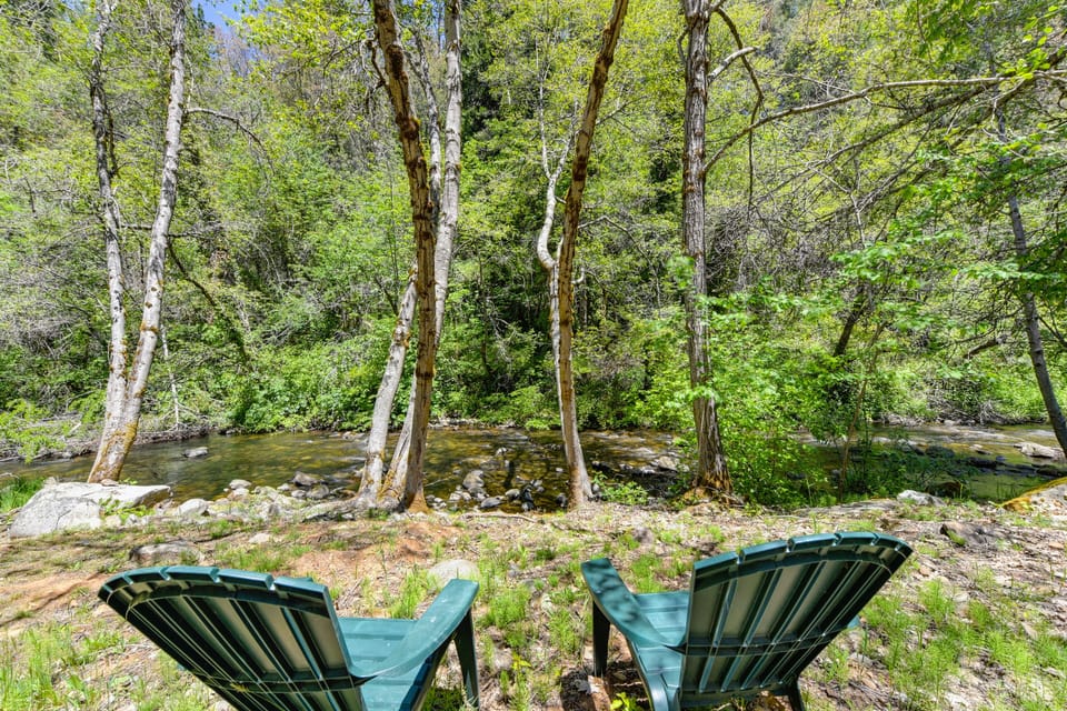 Relax in your private creekfront yard