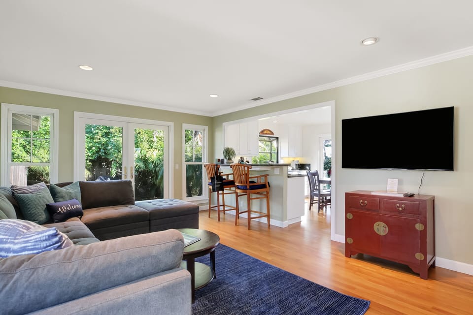 Enjoy the open floor plan with eat in kitchen and new smart TV.