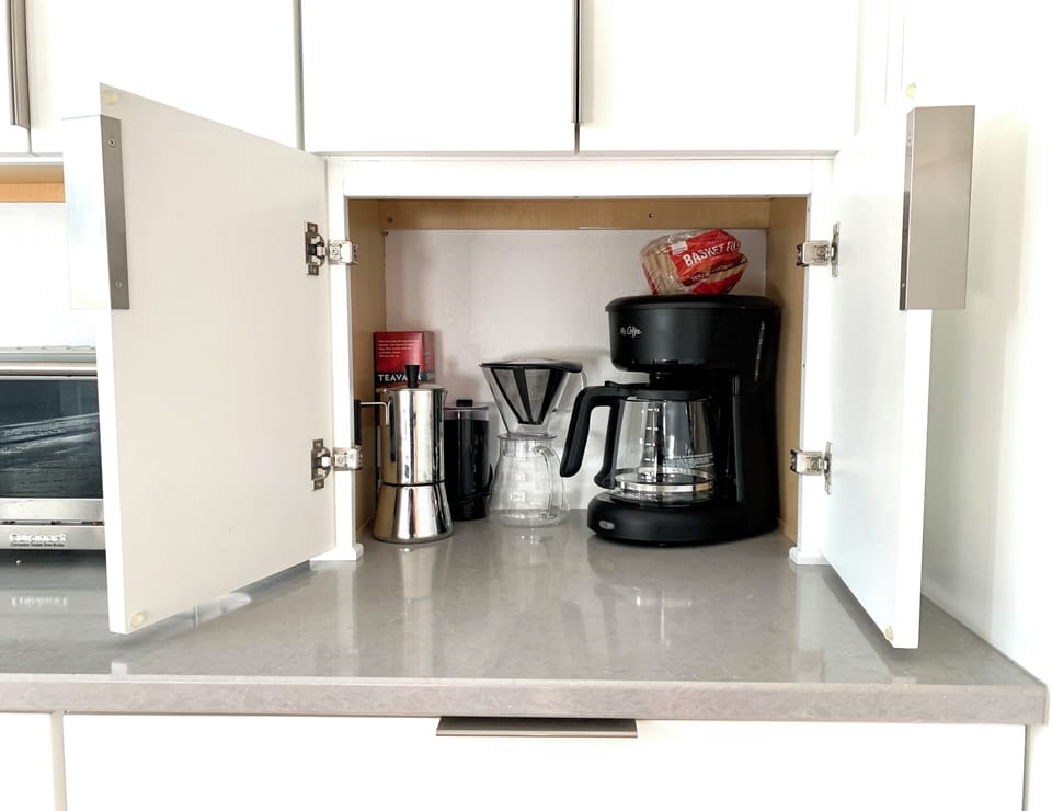 Coffee and tea Station with multiple methods of preparing  your favorite cup