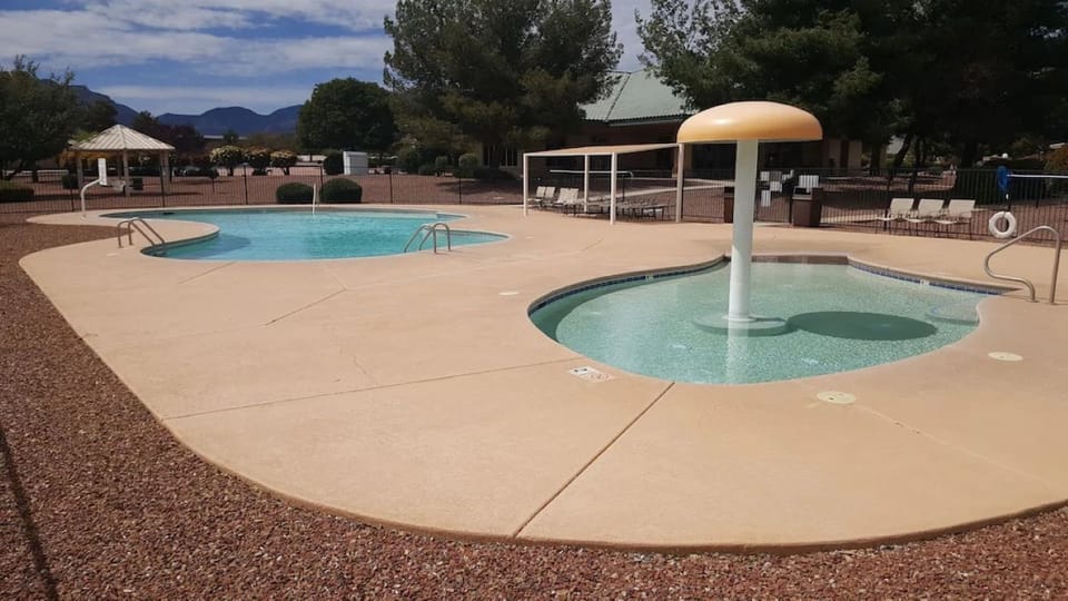 Hot tub and kids pool area 