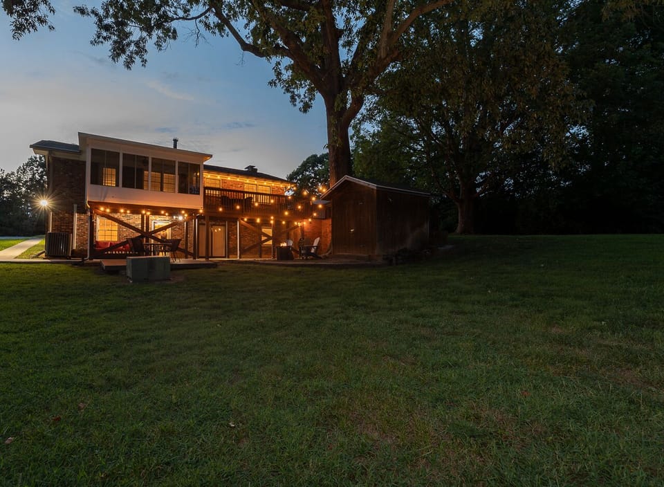 Beautiful night lights and large backyard