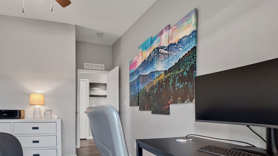 Modern desk with monitor