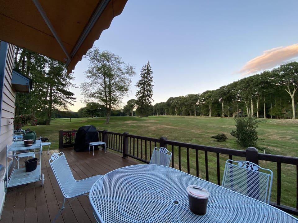 Deck overlooking golf course
