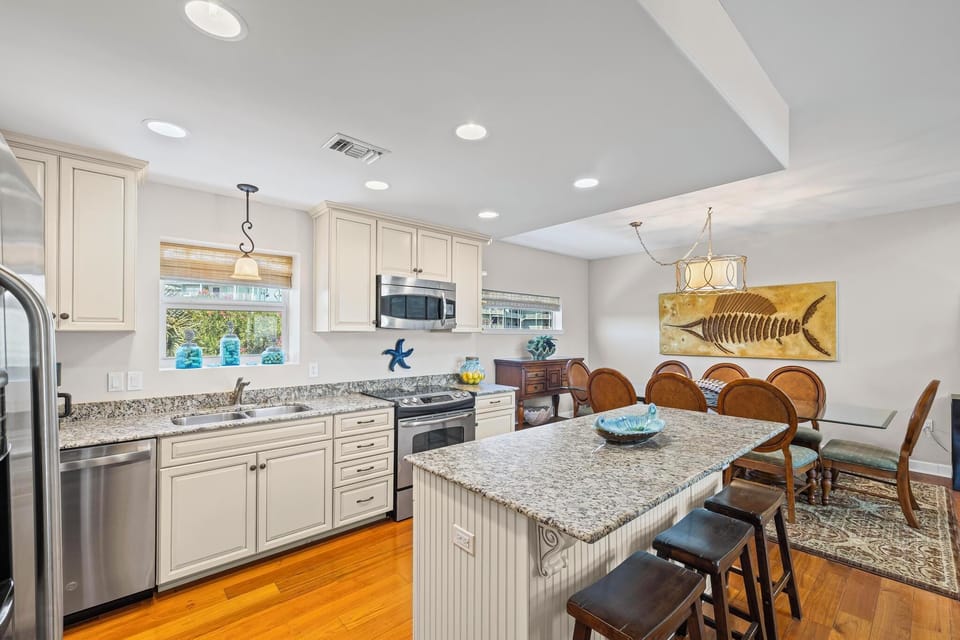 Kitchen with Island & Dining Room