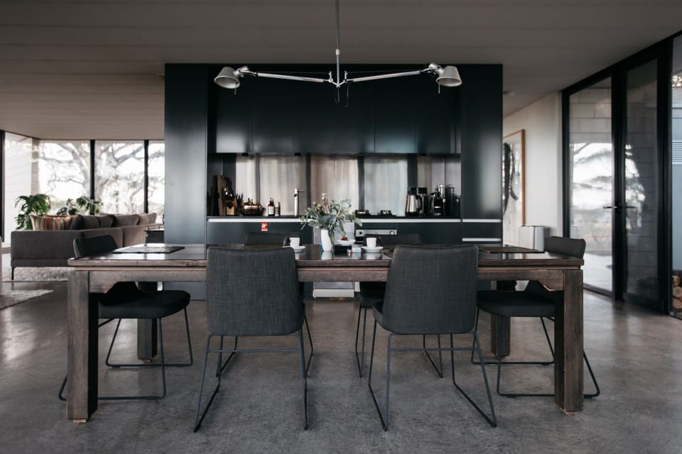 Dining chairs on concrete floor