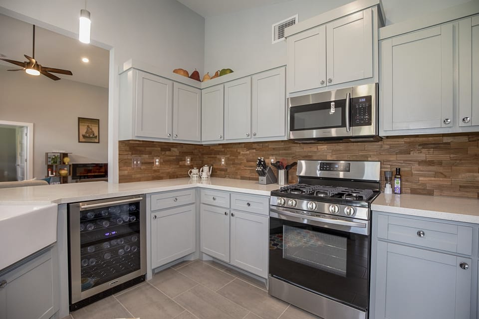 kitchen with wine/beer fridge