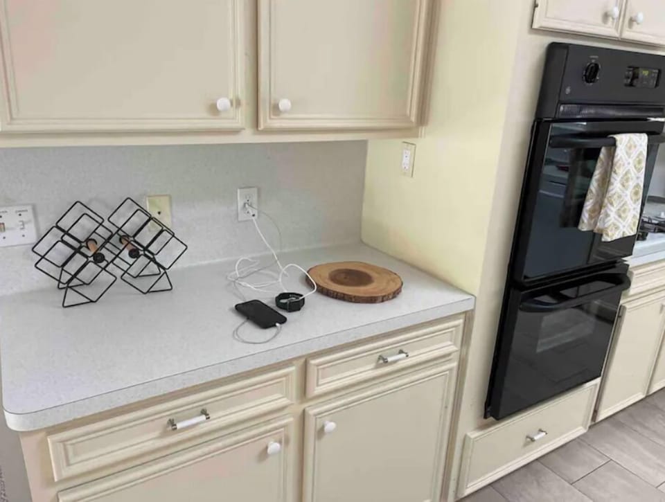 Counter space with charging cables